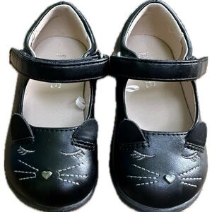 Children’s Place Baby Toddler Little Girl Size 5 Black Kitty Cat Mary Janes EUC!